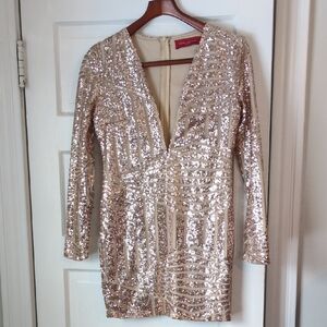 AKIRA Shimmering Long Sleeve Dress